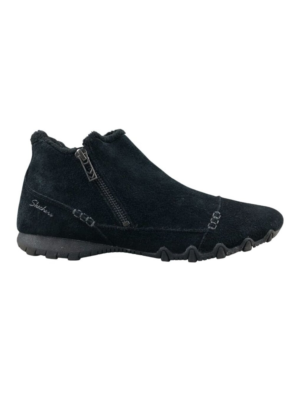 Skechers Women's Size 11 Biker Black Suede Side Zip Ankle Booties Boots 158284